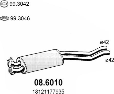 ASSO 08.6010 - Середній глушник вихлопних газів autocars.com.ua