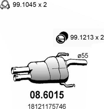 ASSO 08.6015 - Середній глушник вихлопних газів autocars.com.ua