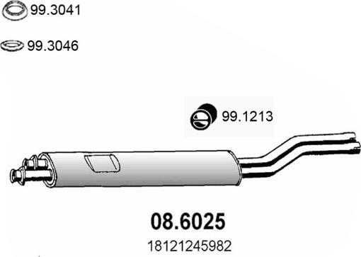 ASSO 08.6025 - Середній глушник вихлопних газів autocars.com.ua