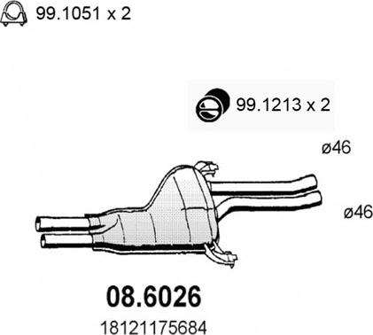 ASSO 08.6026 - Середній глушник вихлопних газів autocars.com.ua
