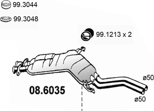 ASSO 08.6035 - Середній глушник вихлопних газів autocars.com.ua