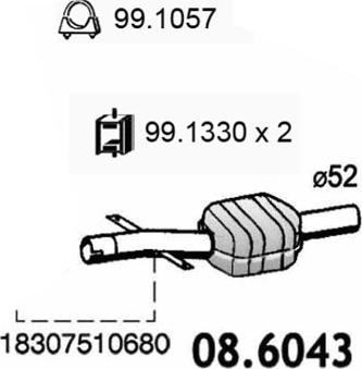 ASSO 08.6043 - Середній глушник вихлопних газів autocars.com.ua