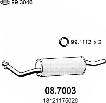 ASSO 08.7003 - Глушник вихлопних газів кінцевий autocars.com.ua