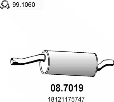 ASSO 08.7019 - Глушник вихлопних газів кінцевий autocars.com.ua