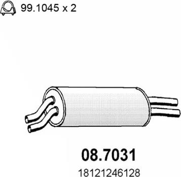 ASSO 08.7031 - Глушник вихлопних газів кінцевий autocars.com.ua