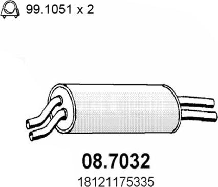 ASSO 08.7032 - Глушник вихлопних газів кінцевий autocars.com.ua