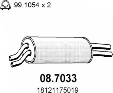 ASSO 08.7033 - Глушник вихлопних газів кінцевий autocars.com.ua