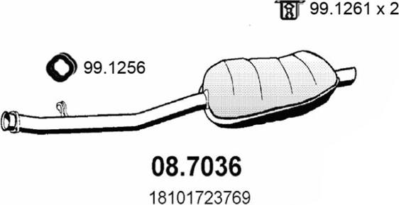 ASSO 08.7036 - Глушник вихлопних газів кінцевий autocars.com.ua