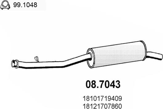 ASSO 08.7043 - Глушник вихлопних газів кінцевий autocars.com.ua