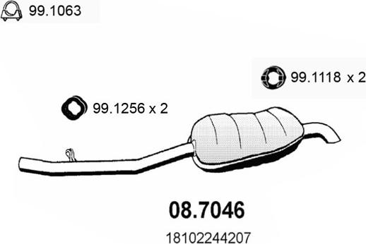 ASSO 08.7046 - Глушник вихлопних газів кінцевий autocars.com.ua