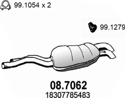 ASSO 08.7062 - Глушитель выхлопных газов, конечный avtokuzovplus.com.ua