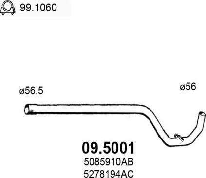 ASSO 09.5001 - Труба выхлопного газа avtokuzovplus.com.ua
