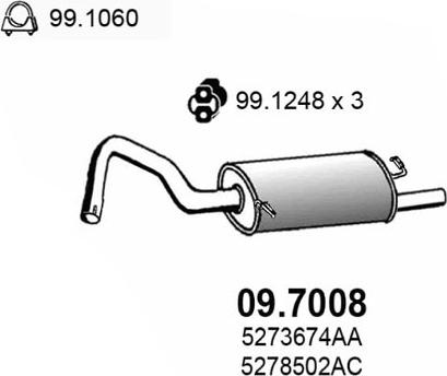 ASSO 09.7008 - Глушитель выхлопных газов, конечный avtokuzovplus.com.ua