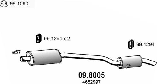 ASSO 09.8005 - Середній / кінцевий глушник ОГ autocars.com.ua