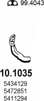 ASSO 10.1035 - Труба вихлопного газу autocars.com.ua