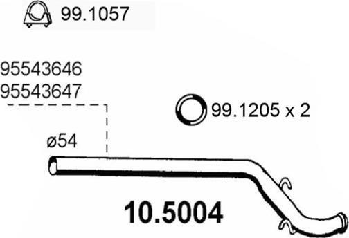 ASSO 10.5004 - Труба вихлопного газу autocars.com.ua