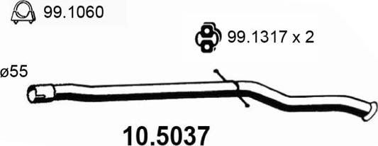 ASSO 10.5037 - Труба вихлопного газу autocars.com.ua