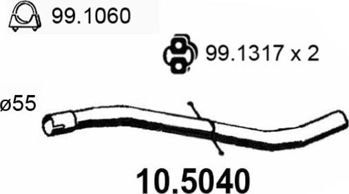 ASSO 10.5040 - Труба вихлопного газу autocars.com.ua