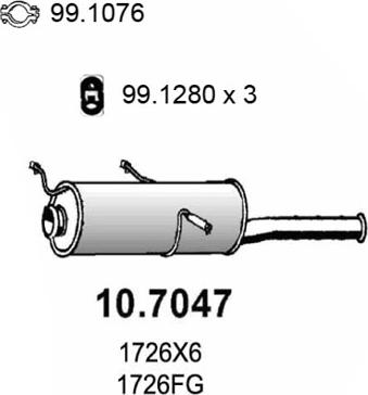 ASSO 10.7047 - Глушник вихлопних газів кінцевий autocars.com.ua