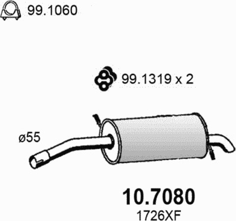 ASSO 107080 - Глушник вихлопних газів кінцевий autocars.com.ua