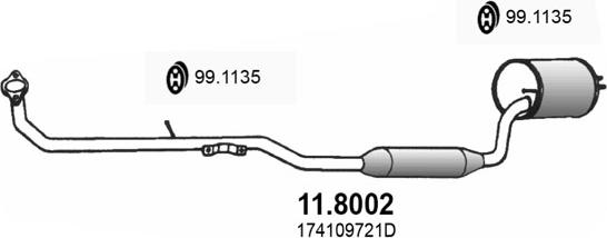 ASSO 11.8002 - Середній / кінцевий глушник ОГ autocars.com.ua