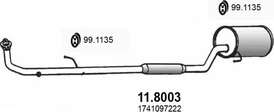 ASSO 11.8003 - Середній / кінцевий глушник ОГ autocars.com.ua