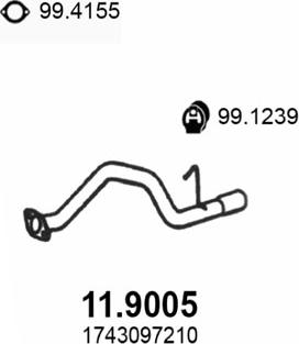 ASSO 11.9005 - Труба вихлопного газу autocars.com.ua