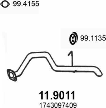 ASSO 11.9011 - Труба выхлопного газа avtokuzovplus.com.ua