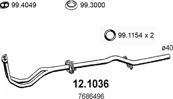 ASSO 12.1036 - Труба вихлопного газу autocars.com.ua