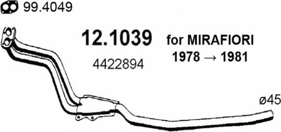 ASSO 12.1039 - Труба выхлопного газа avtokuzovplus.com.ua