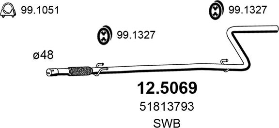 ASSO 12.5069 - Труба вихлопного газу autocars.com.ua