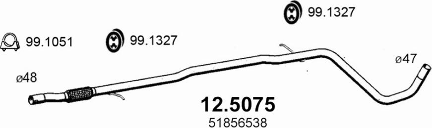 ASSO 12.5075 - Труба вихлопного газу autocars.com.ua