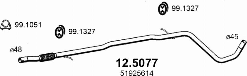 ASSO 12.5077 - Труба вихлопного газу autocars.com.ua