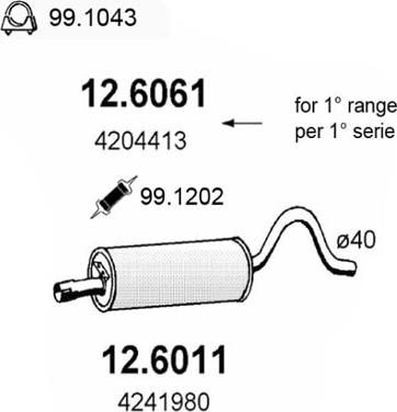 ASSO 12.6011 - Середній глушник вихлопних газів autocars.com.ua