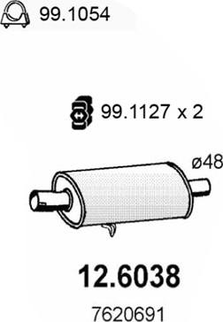 ASSO 12.6038 - Середній глушник вихлопних газів autocars.com.ua
