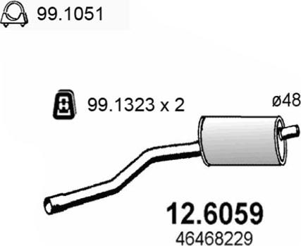 ASSO 12.6059 - Середній глушник вихлопних газів autocars.com.ua