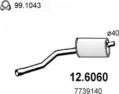 ASSO 12.6060 - Середній глушник вихлопних газів autocars.com.ua