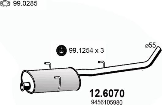ASSO 12.6070 - Середній глушник вихлопних газів autocars.com.ua