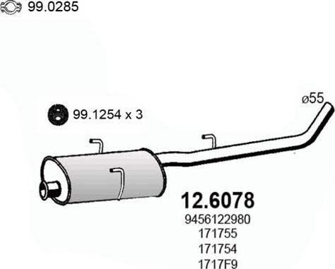 ASSO 12.6078 - Середній глушник вихлопних газів autocars.com.ua