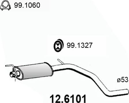 ASSO 12.6101 - Середній глушник вихлопних газів autocars.com.ua