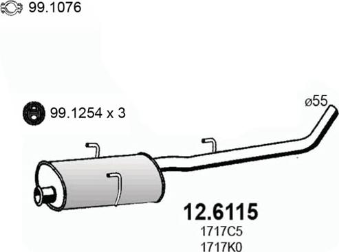 ASSO 12.6115 - Средний глушитель выхлопных газов avtokuzovplus.com.ua