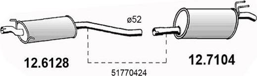 ASSO 12.6128 - Середній глушник вихлопних газів autocars.com.ua