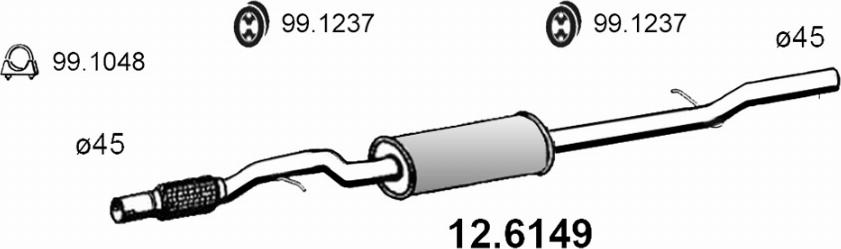 ASSO 12.6149 - Середній глушник вихлопних газів autocars.com.ua