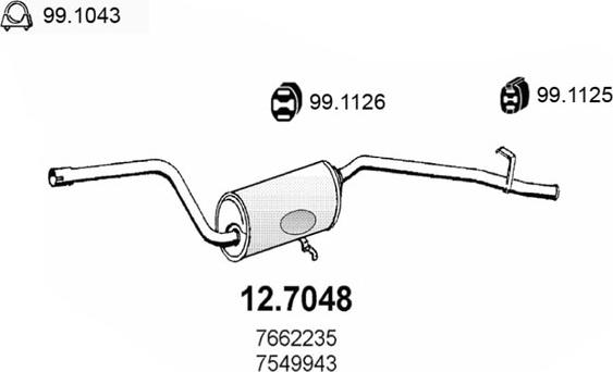 ASSO 12.7048 - Глушитель выхлопных газов, конечный avtokuzovplus.com.ua