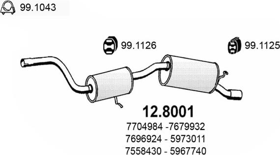 ASSO 12.8001 - Середній / кінцевий глушник ОГ autocars.com.ua