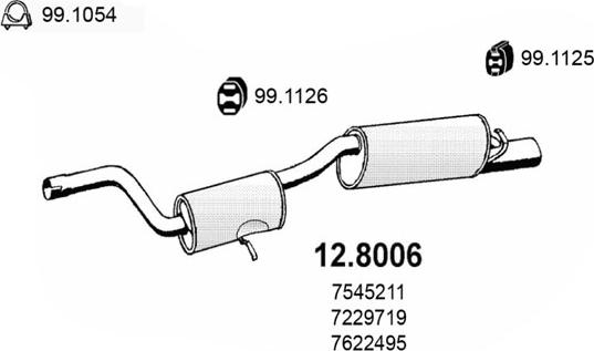 ASSO 12.8006 - Середній / кінцевий глушник ОГ autocars.com.ua