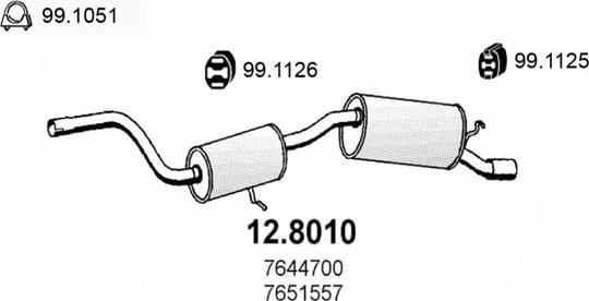 ASSO 12.8010 - Середній / кінцевий глушник ОГ autocars.com.ua