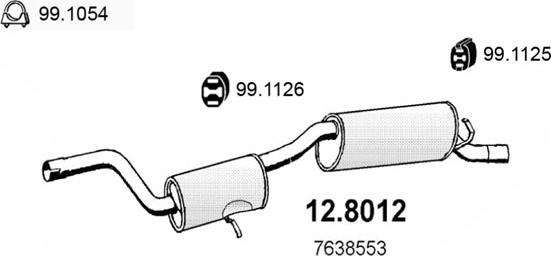 ASSO 12.8012 - Середній / кінцевий глушник ОГ autocars.com.ua