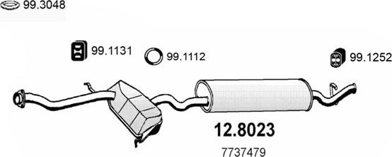 ASSO 12.8023 - Середній / кінцевий глушник ОГ autocars.com.ua