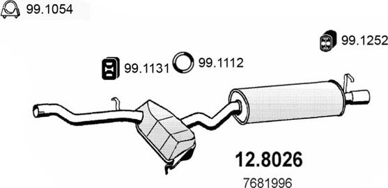 ASSO 12.8026 - Середній / кінцевий глушник ОГ autocars.com.ua